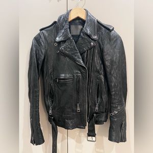 R13 black leather motorcycle jacket S